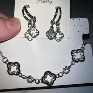 ePretty Silver Dangle Earrings with Crystal Embellishments